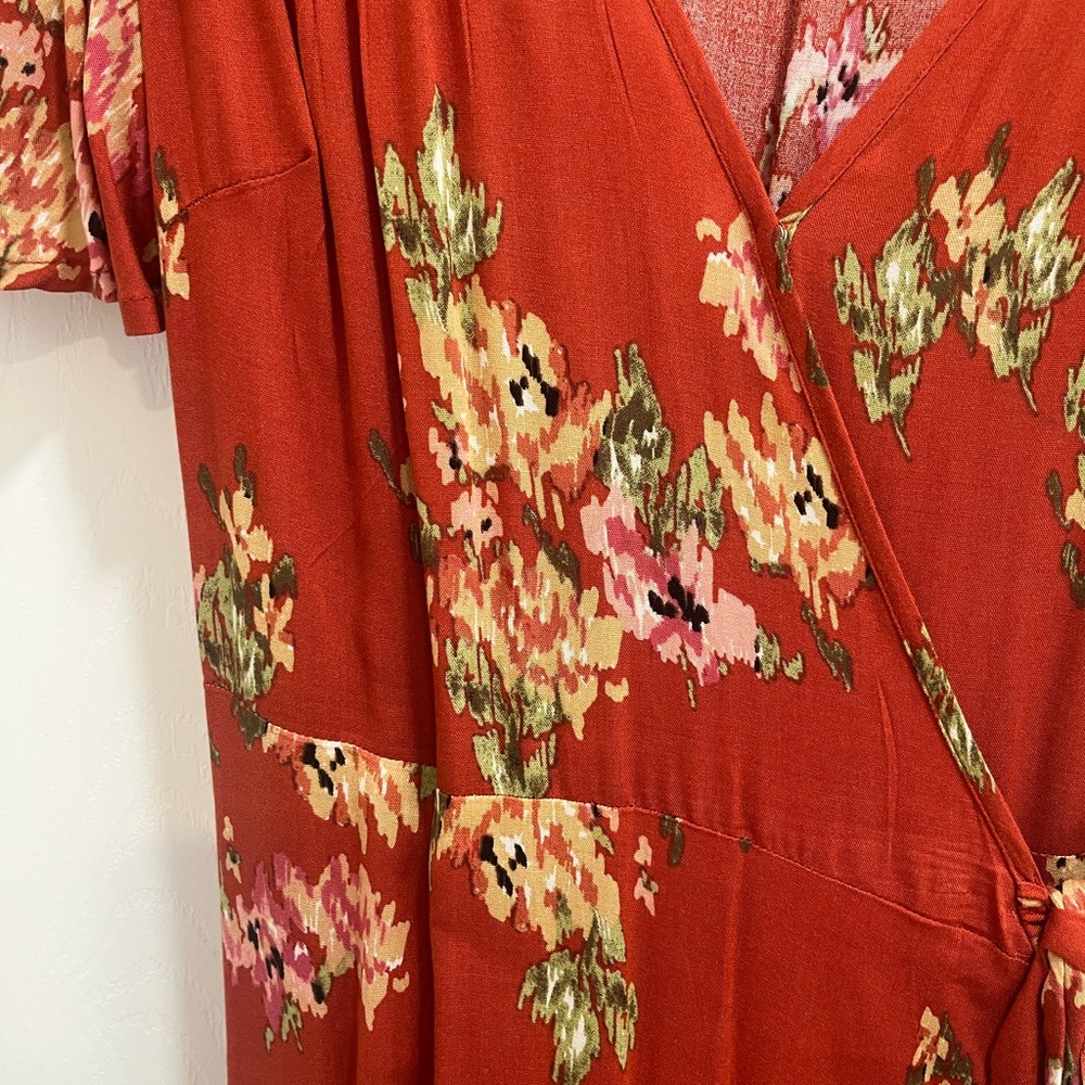 Floral Wrap Dress in Red and Green